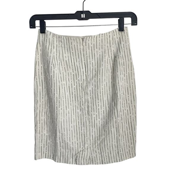 VTG 90s Linen Mini Skirt S Hand Screened USA Made Minimalist Art Print Coastal - Picture 2 of 7